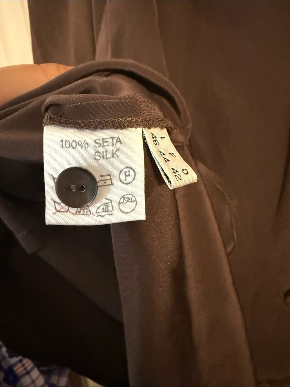 vintage 100% silk brown top - Picture 3 of 4